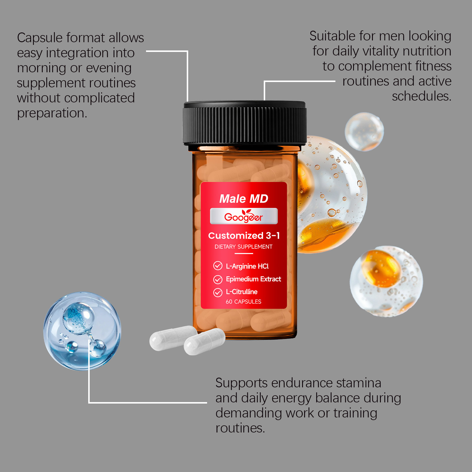 GOOGEER Men's Health Capsules  – Nutrition Fitness Supplements recenzja i cena