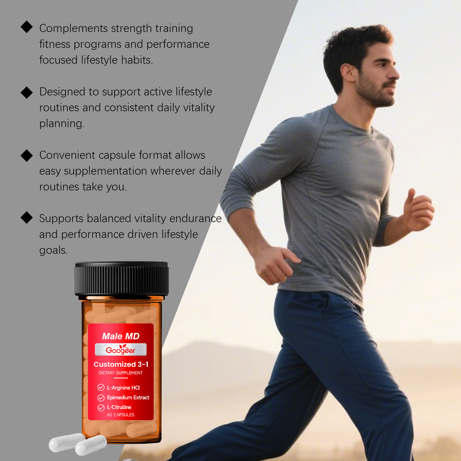 GOOGEER Men's Health Capsules  – Nutrition Fitness Supplements recenzja i cena
